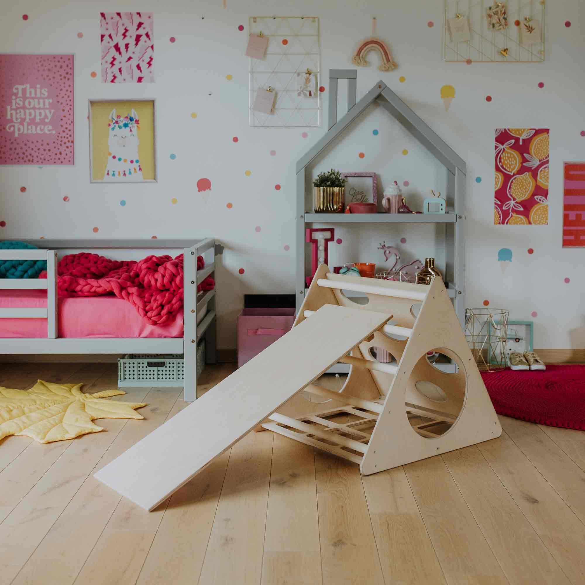 Montessori Climbing Triangle with Ramp - Indoor Wooden Climbing Frame for Kids - Toddler Play Gym for Home, Nursery & Daycare - Encourages Physical Development & Active Play