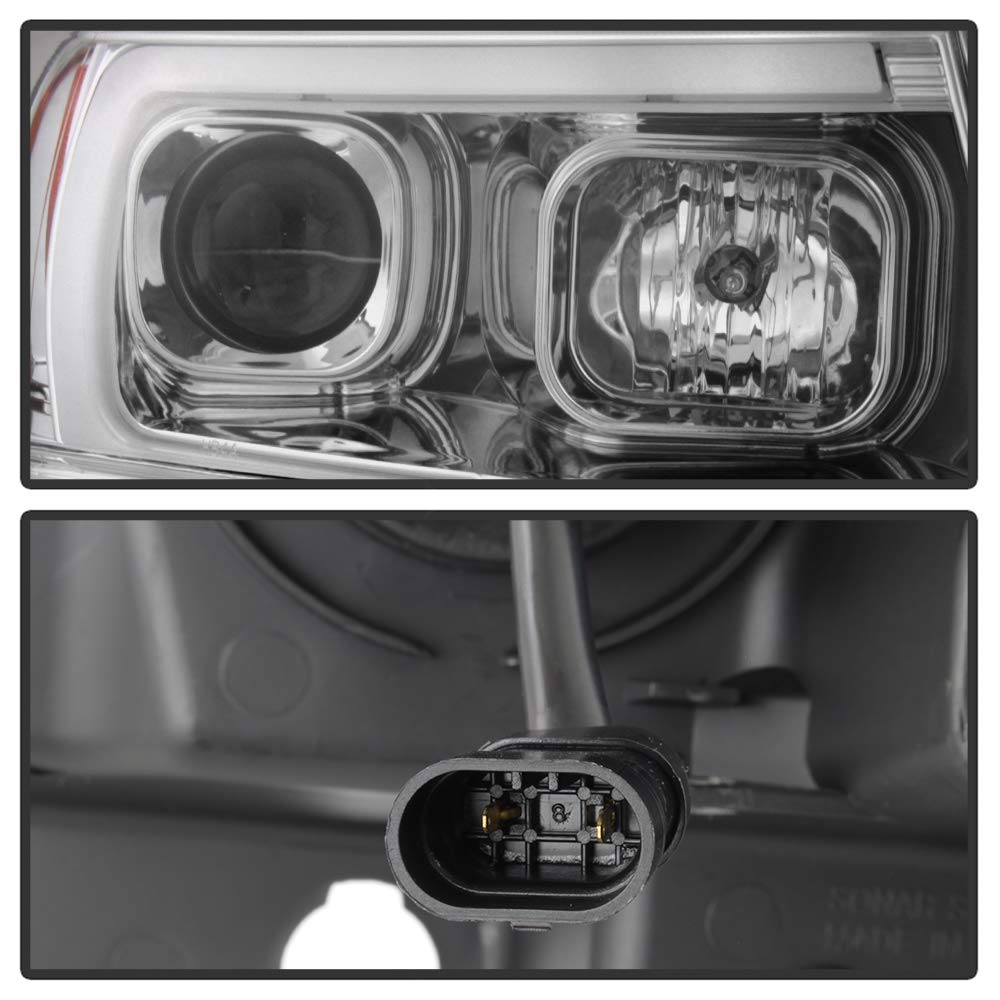 99-04 Jeep Grand Cherokee LED DRL Tube Headlights - Chrome/Clear Lens for Enhanced Visibility & Style | Perfect for Off-Roading & Night Driving