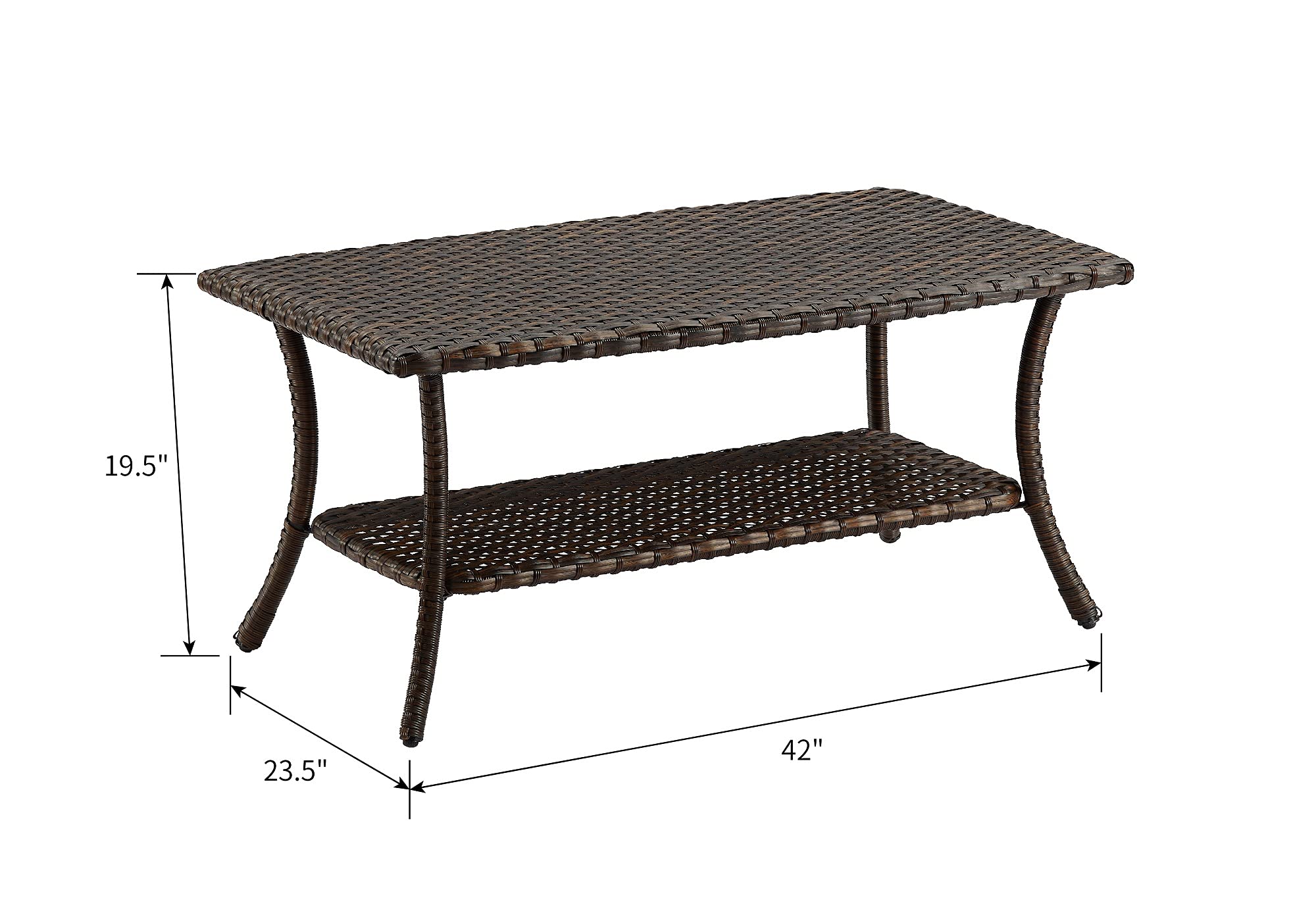 HUMMUH Wicker Patio Coffee Table - Rattan Outdoor Coffee Table with 2-Tier Storage Shelf, Natural Wicker Furniture for Garden, Porch, Backyard & Balcony | Perfect for Outdoor Entertaining & Relaxation