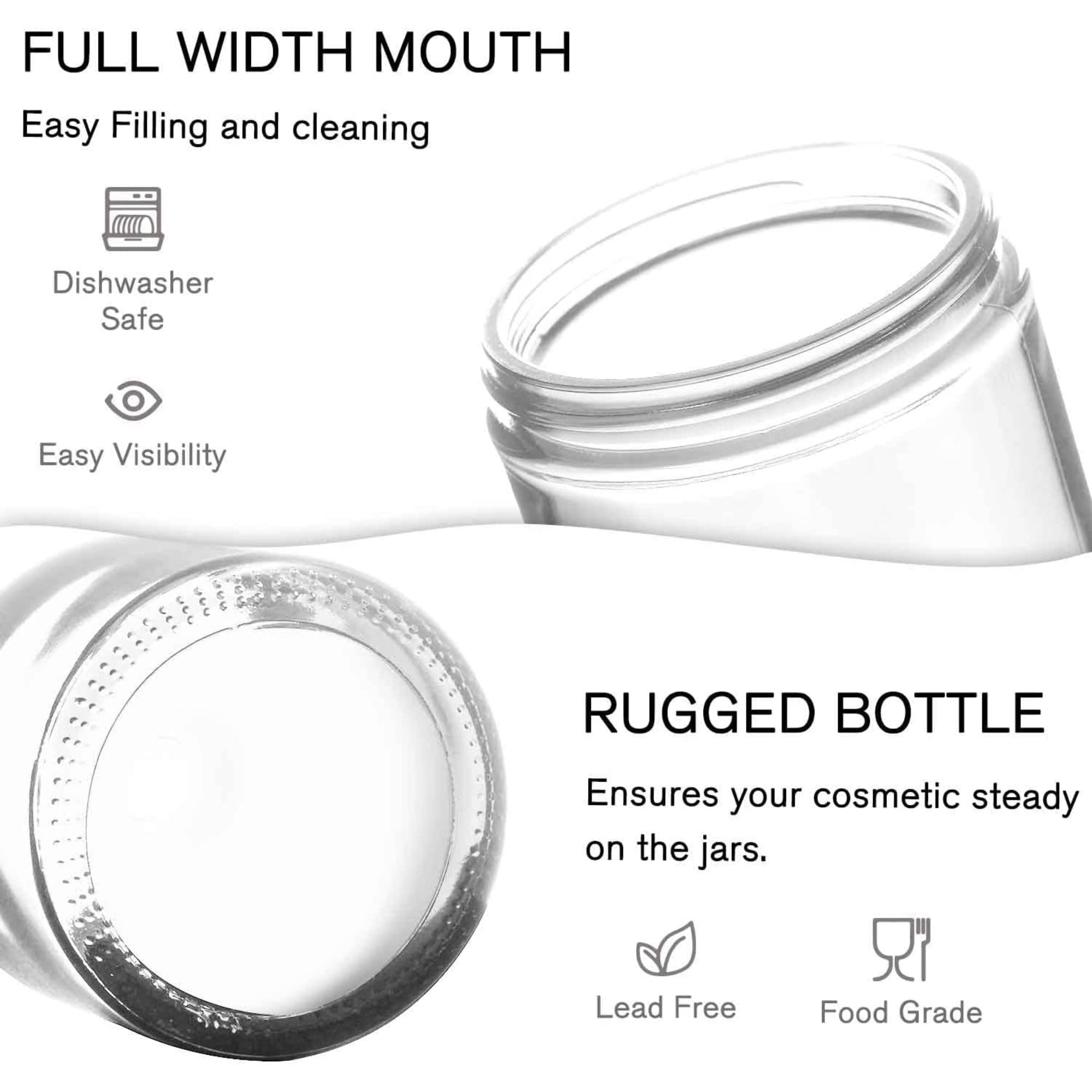 2-Pack Clear Glass Cosmetic Jars with Silver Lids - 50ml Refillable Travel Containers for Makeup, Cream, Lotion, Sugar Scrubs & Jewelry Storage - Perfect for Home, Salon & Travel Organization