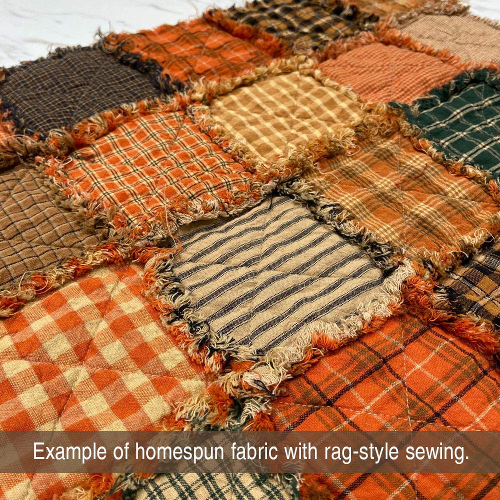 Autumn Spice Ragged Homespun Quilt Kit - 200+ Six Inch Squares, 100% Plaid Cotton Fabric by JCS - Perfect for Fall Home Decor, Cozy Bedding & DIY Craft Projects