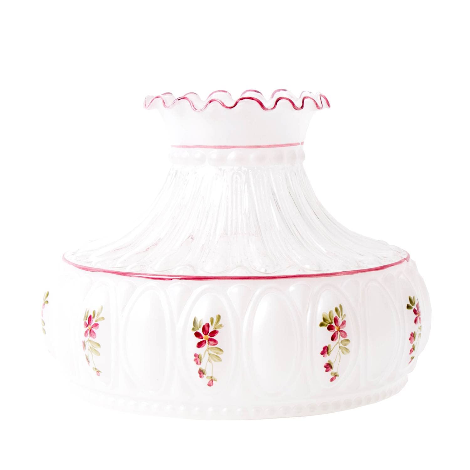 Aladdin Amethyst Rose Flower Glass Oil Lamp Shade - 10 Inch Clear Top for Vintage Home Decor, Living Room & Bedroom Lighting