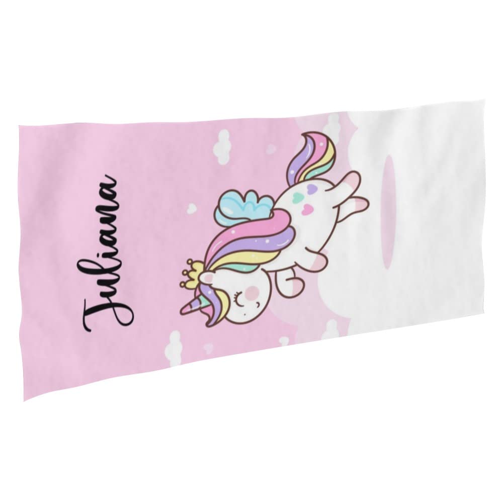 **Personalized Kids Beach Towels with Name - Mermaid & Unicorn Design, Quick Dry Microfiber, Custom Beach Towels for Girls - Perfect for Pool, Beach, and Summer Vacations**