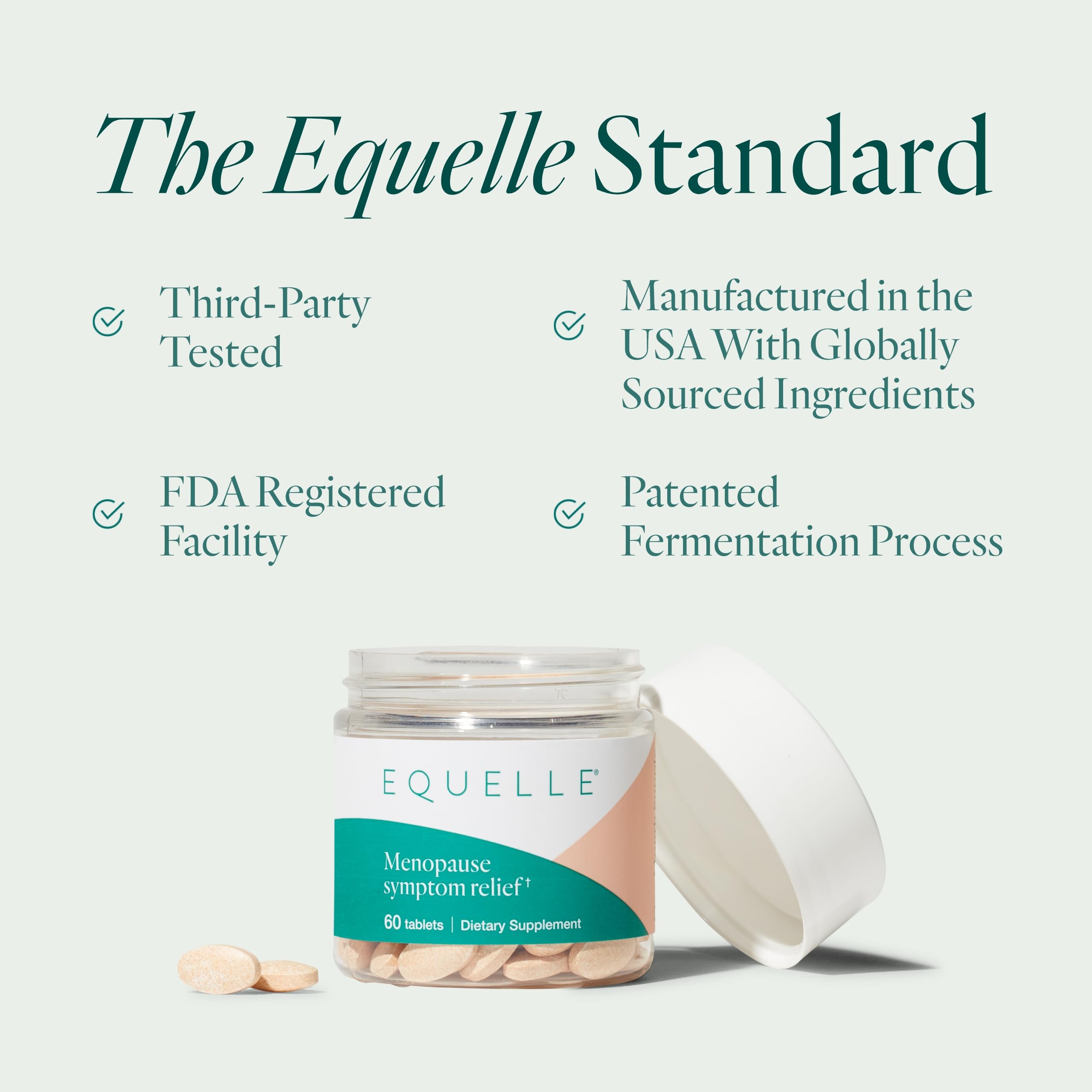 EQUELLE Menopause Supplement for Women - Hot Flash Relief, Better Sleep, Muscle Ache Support - Premium Dietary Supplement with Natural Ingredients - 60 Tablets (2 Pack) - Perfect for Nighttime Relief & Daily Comfort During Menopause Transition