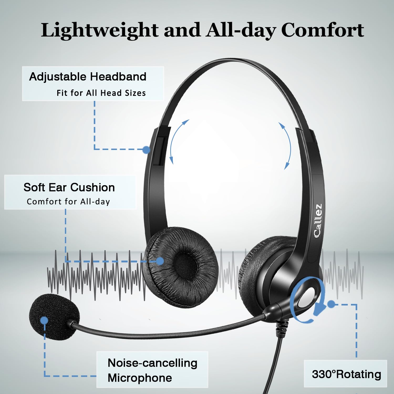 Noise Cancelling Cisco Headset with Mute Switch - Dual RJ9 Corded Telephone Headset for Cisco IP Phones 6941 6851 6945 7821 7841 7861 7942 7945 7962 7965 8811 8861 - Perfect for Call Centers, Office Communication & Remote Work