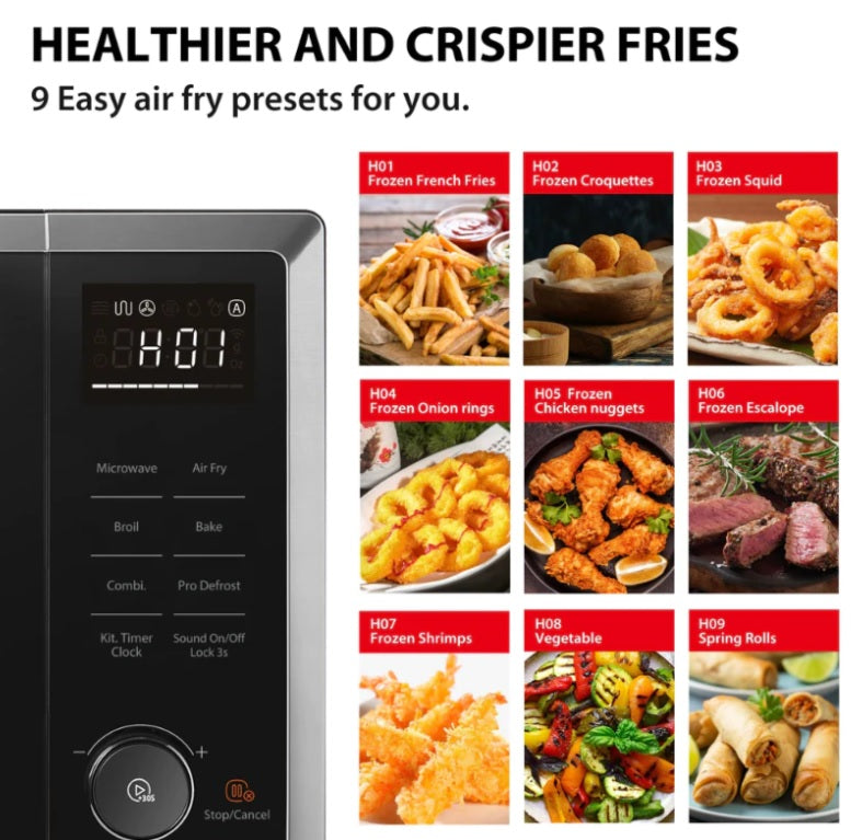 Toshiba 26L Microwave Oven with Air Fryer Function - ML2-EC26SF(BS) - Countertop Convection Oven for Baking, Reheating & Crispy Air Frying - Perfect for Small Kitchens, Dorms & Apartments
