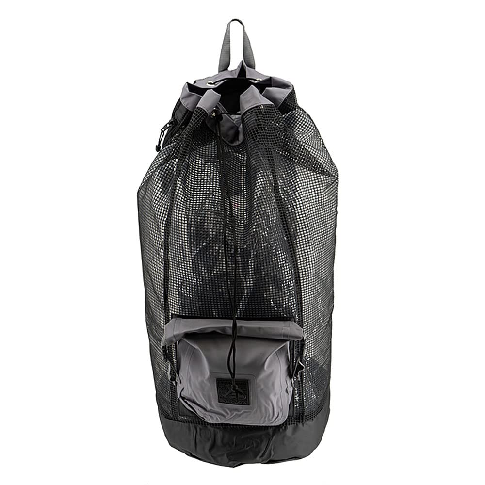 AKONA Huron DX Heavy Duty Mesh Backpack with Waterproof Dry Bag - Perfect for Hiking, Camping, Fishing & Outdoor Adventures