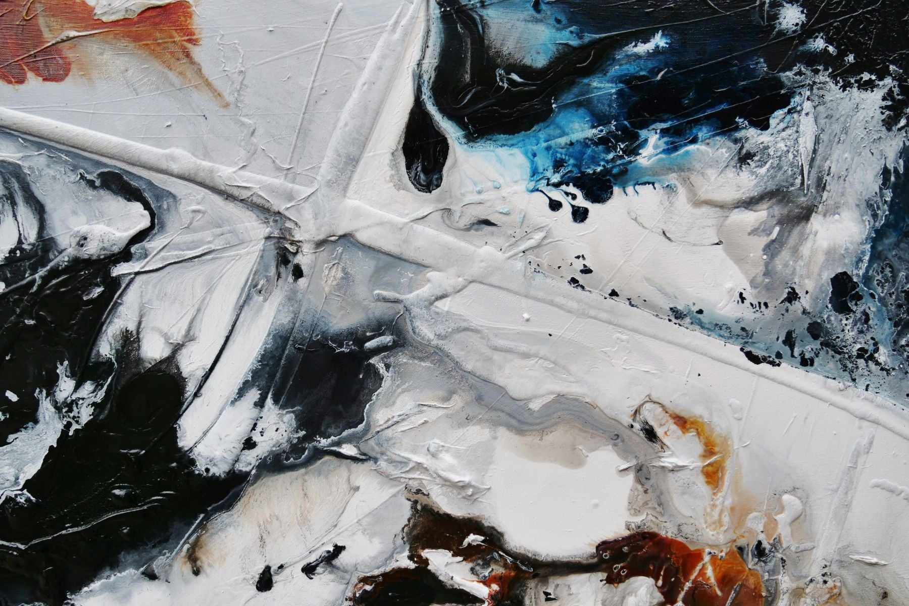 240cm x 100cm Modern Abstract Textured Painting in Grey, White & Black - Large Wall Art for Living Room, Bedroom or Office Decor