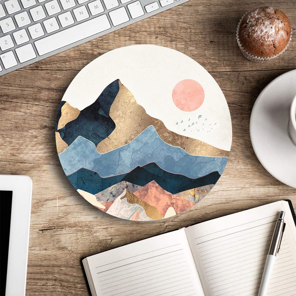 Sunrise Mountain Mouse Pad - Non-Slip Round Desk Mat for Laptop & Computer | Waterproof Rubber Base for Wireless Mouse | Office & Gaming Accessory | Perfect for Workstations & Home Desks