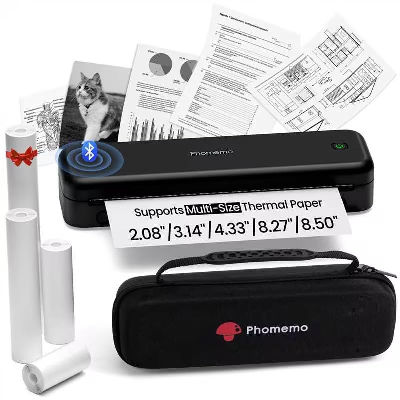 Phomemo M834 Bluetooth Thermal Printer - Wireless Portable Inkless Printer for Travel, Office & School, 8.5