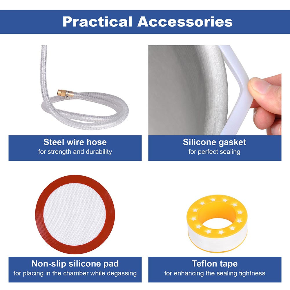 3 Gallon Stainless Steel Vacuum Chamber for Degassing Resin, Silicone, Epoxy - Perfect for DIY Crafts, Jewelry Making & Industrial Applications
