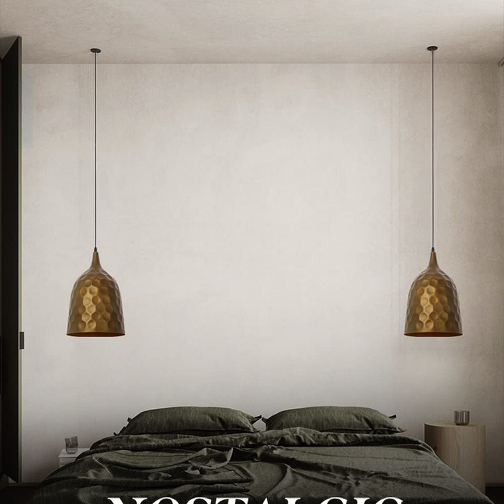 Modern Industrial Pendant Light - 1-Light Brown Metal Chandelier with E27 Socket for Kitchen Island, Dining Room, Living Room & Balcony | Durable Hanging Ceiling Fixture for Restaurant, Corridor & Home Decor