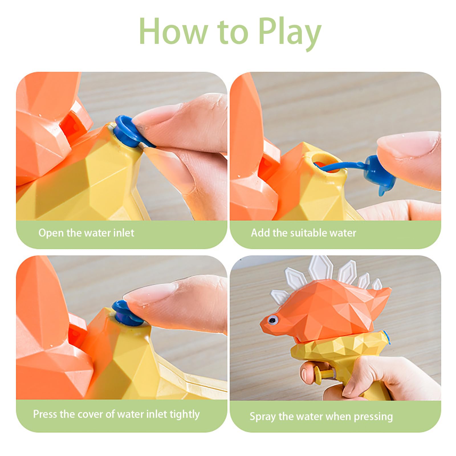 Dinosaur Water Guns for Kids - 5 Pcs Summer Outdoor Toys for Boys & Girls 3+ | Pool & Beach Fun