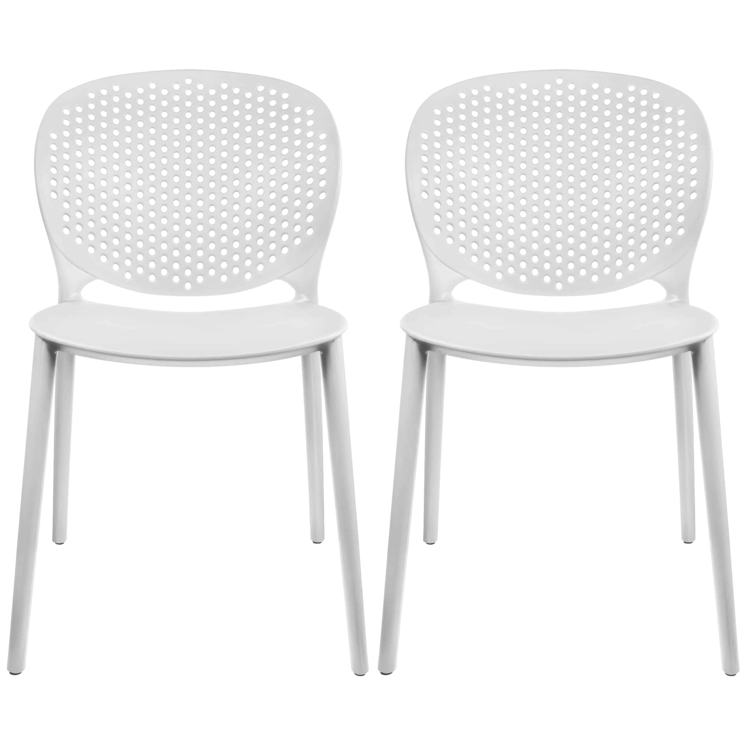 2-Pack Modern Stackable Patio Chairs - White Outdoor Dining Chairs for Poolside, Garden, Restaurant & Indoor Use - Durable Kitchen & Living Room Side Chairs