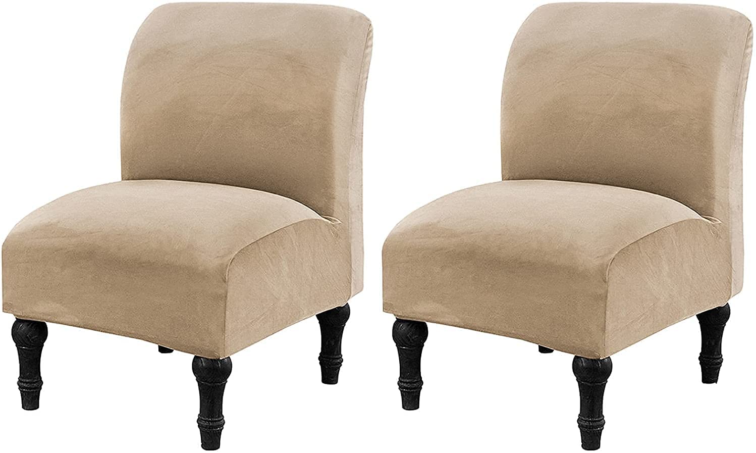 **Velvet Armless Chair Slipcovers - Stretchable Accent Chair Covers, Removable Sofa Protector for Living Room, Hotel, Dorm - 2-Piece Set (Color D) - Perfect for Home Decor, Guest Seating & Furniture Protection**