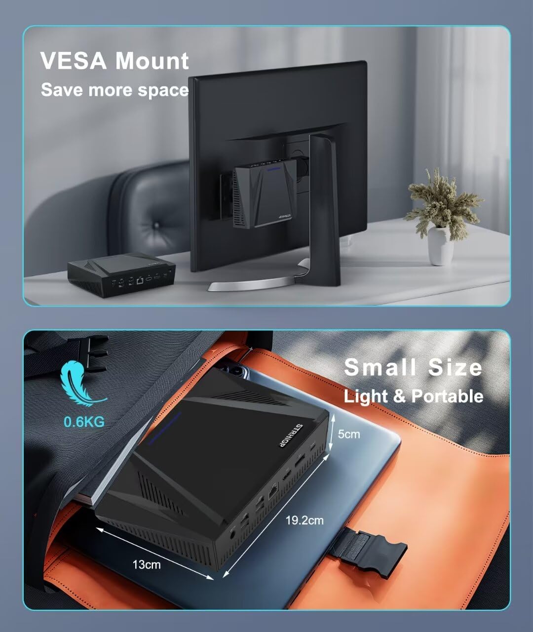 STRHIGP Mini Computer i7 10870H Mini PC - Windows 11 Pro, 32GB RAM, 256GB SSD + 1TB HDD, WOL Auto Power On, 4K Triple Display, Gigabit Ethernet, WiFi5 & BT4.2, VESA Mount - Perfect for Home Office, Gaming, and Digital Signage