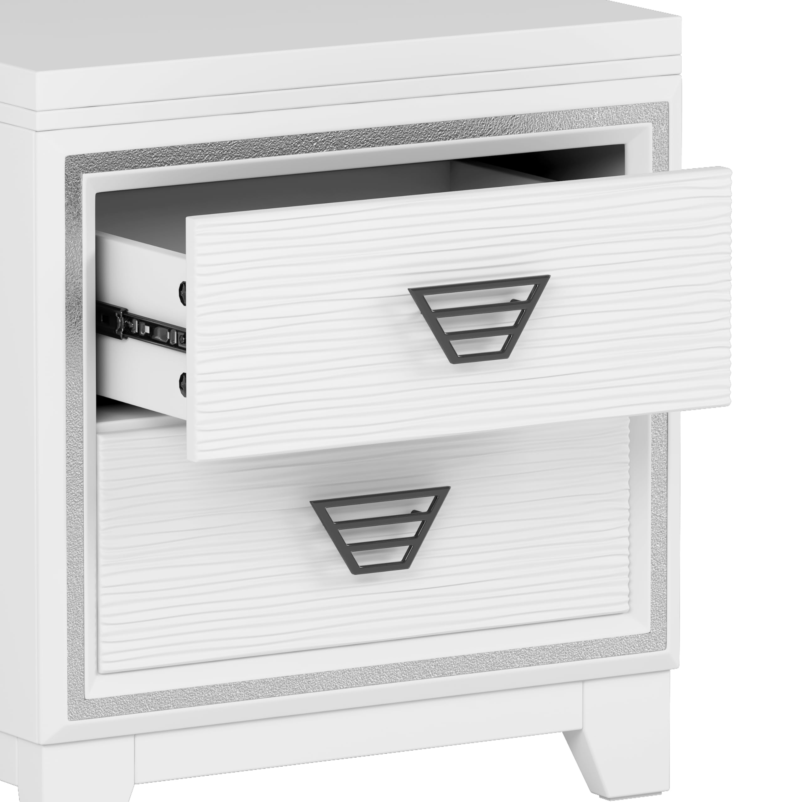 Harper & Bright Designs 3-Piece Queen Size Bedroom Set with LED Lights - Upholstered Bed, Nightstands & Dresser with Metal Handles - Modern White Wood Furniture for Master Bedroom, Guest Room & Apartment Decor