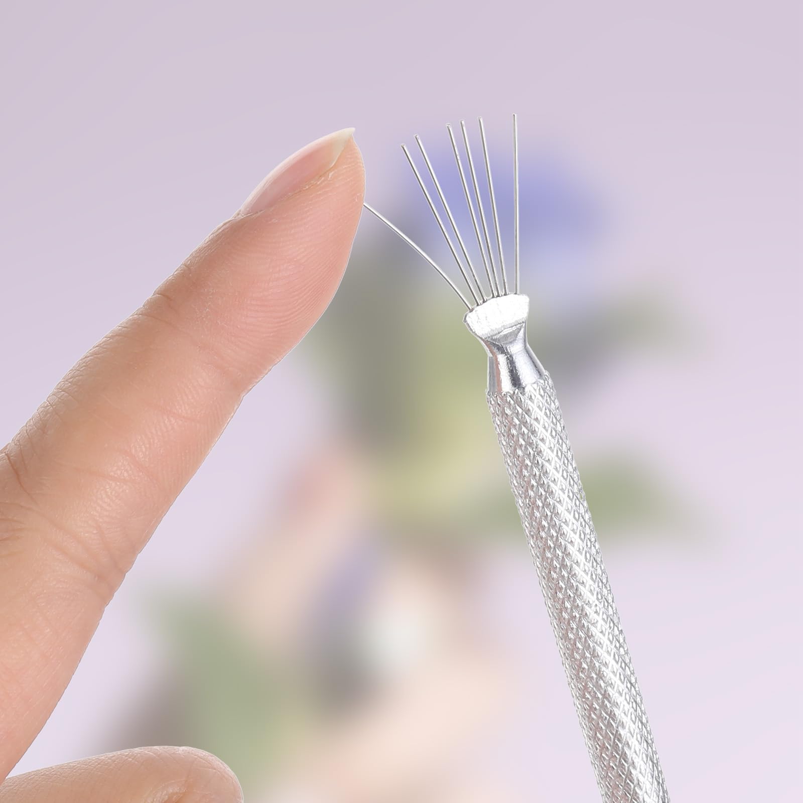 2 Pcs 7-Pin Nail Liner Art Tool Kit - Stainless Steel Bendable Needle Pen for Spider Web & Stripe Designs - Professional Nail Art Brushes for Salon & Home Manicure - Perfect for Halloween, Cosplay & Creative Nail Art