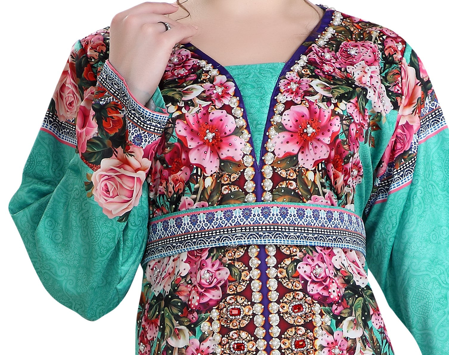 Stylish Dubai Printed Beach Cover-Up with Sparkling Crystals - Perfect for Pool Parties, Vacations & Summer Getaways