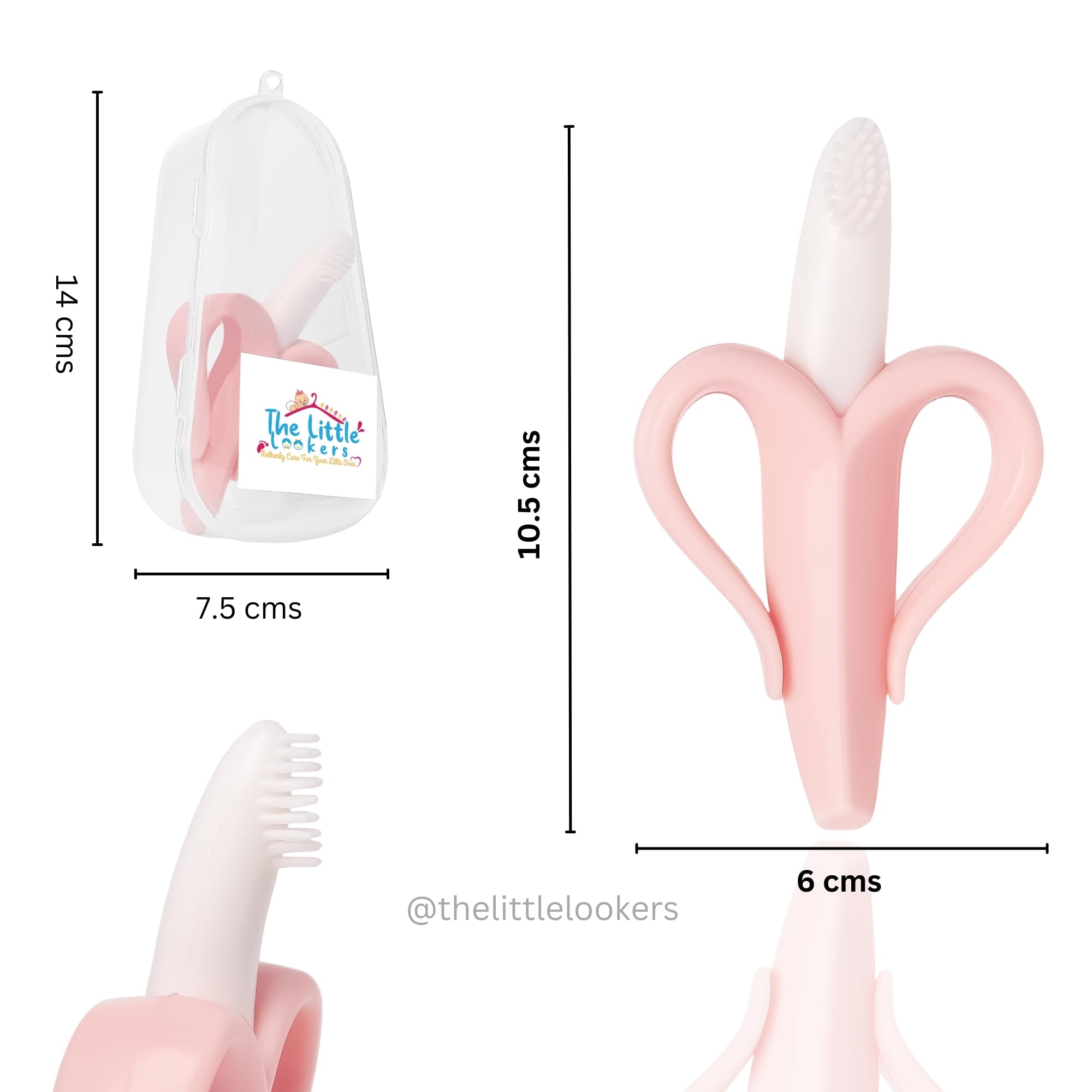 MASTELA Silicone Banana Teething Toy & Baby Toothbrush - Safe Teether for Infants, Toddlers & Newborns (Pink, 1 Pack) | Perfect for Soothing Sore Gums & Early Oral Care