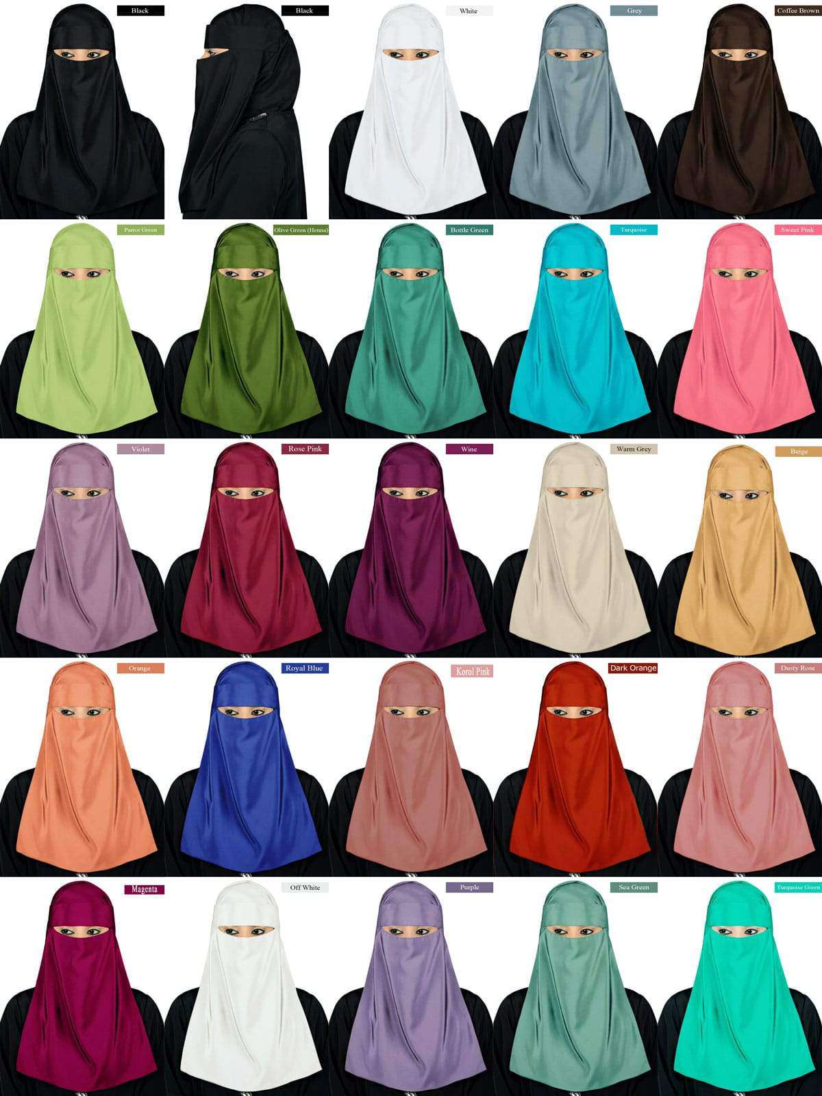 Lamah Niqab with Square Hijab and Headband Set - Perfect for Muslim Women's Prayer, Modest Fashion, and Everyday Wear