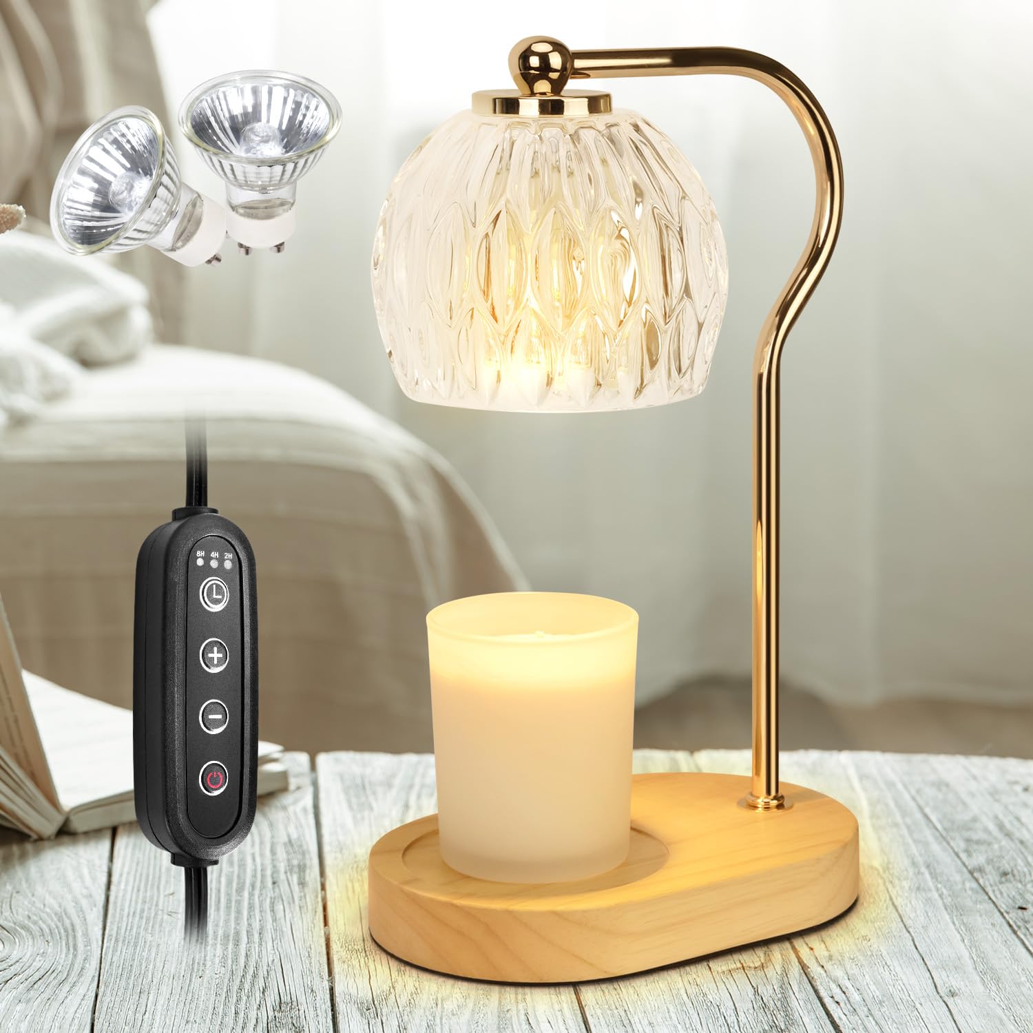 Soilsiu Dimmable Candle Warmer Lamp with Timer - 2 x 50W Bulbs Included for Scented Candles | Home Decor, Winter Gift & Aromatherapy | Perfect for Living Room, Bedroom, Office Relaxation