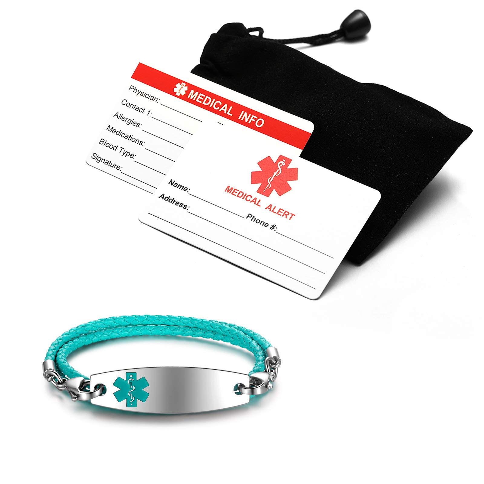 Personalized Medical Alert Bracelet for Women & Girls - Free Engraving, 3-Layer Stainless Steel Chain, Custom Medical ID Bracelet (5.5-8.5 Inch Adjustable) - Perfect for Allergies, Diabetes & Emergency Health Conditions