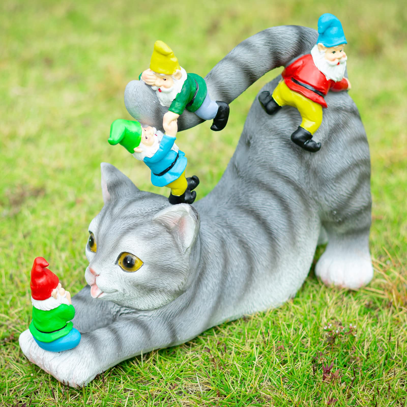 Ovewios Cat Garden Gnome Statue - Outdoor Decor for Lawn, Patio & Indoor Home - Whimsical Yard Art & Unique Cat Lover Gift - Perfect for Gardens, Porches & Gift Occasions