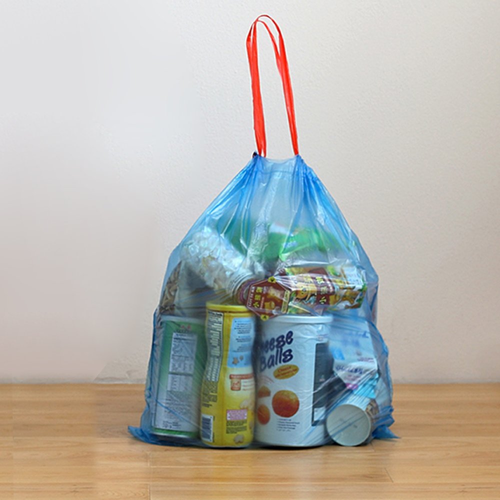 10 Gallon Kitchen Trash Bags with Drawstring - Blue Heavy Duty Garbage Bags (2 Rolls/110 Count) for Home, Office & Outdoor Waste Disposal