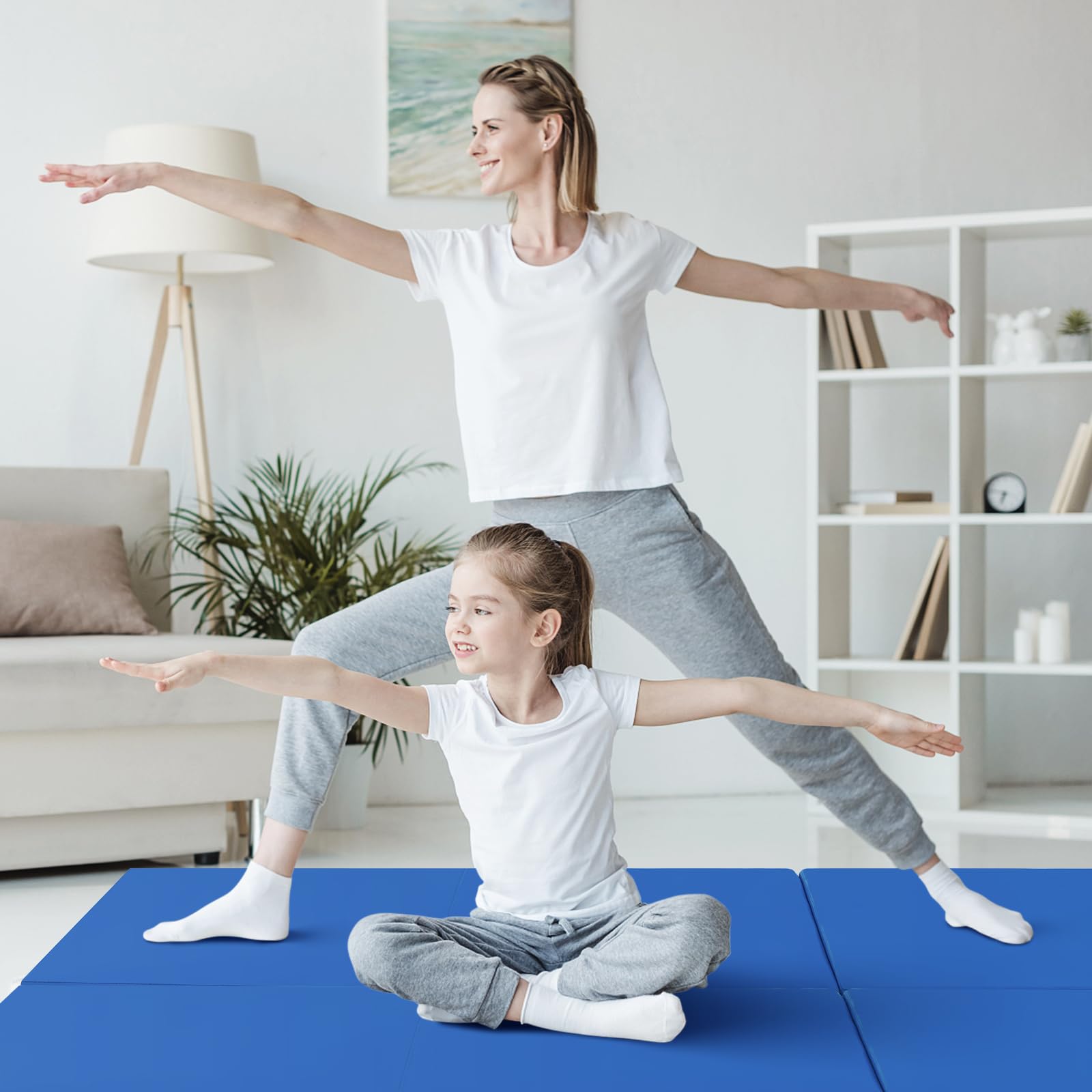 Giantex 6'x 2' Folding Gymnastics Mat - 2 Inch Thick Tumbling Mat with Hook & Loop Fastener & Carrying Handles - Portable Exercise Mat for Home Gym, Cheerleading, Yoga, Kids Play & Adult Fitness Training