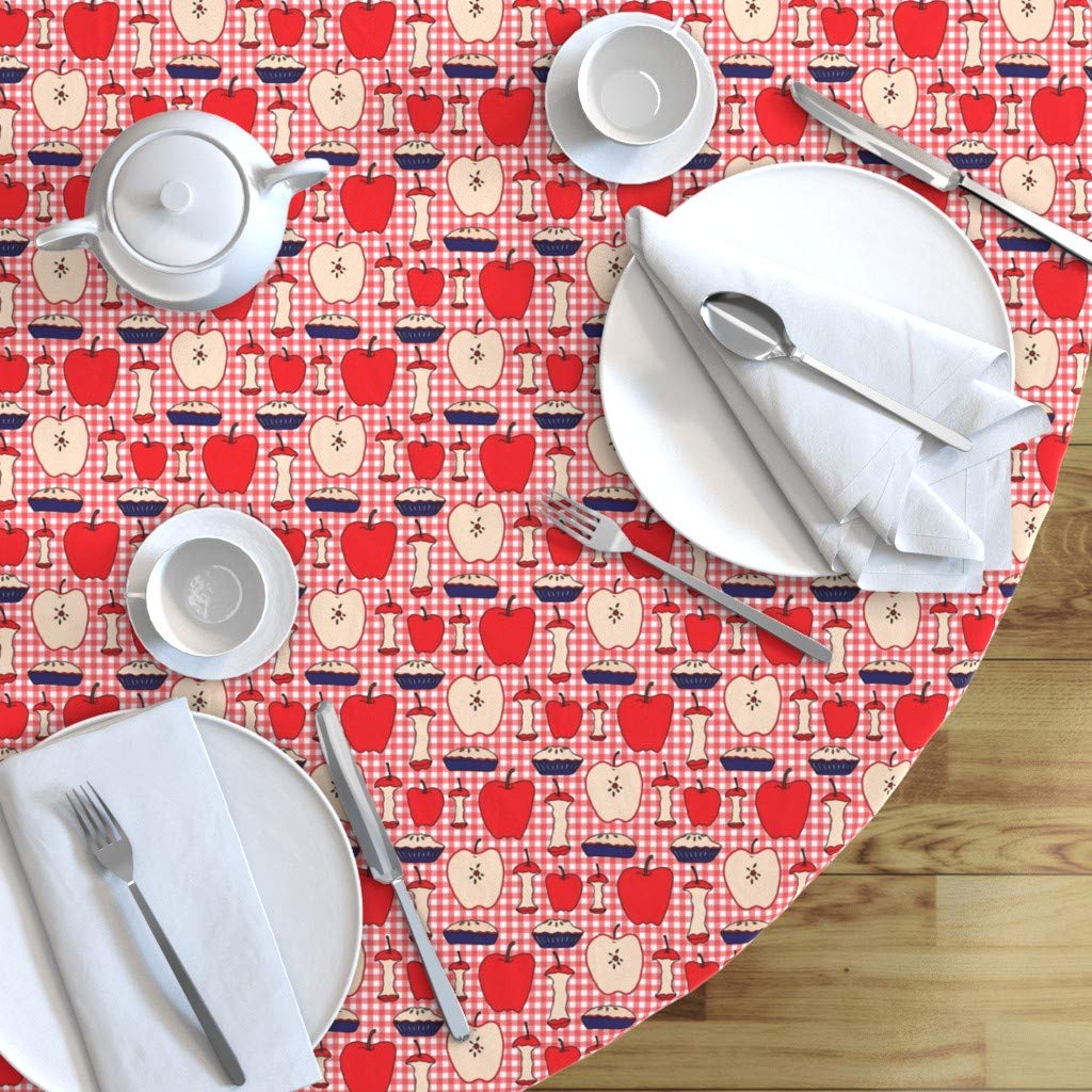 Custom Red White Blue Gingham Check Print Cotton Sateen Tablecloth - 70