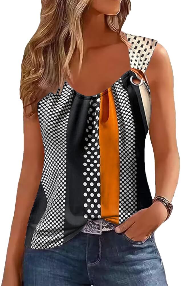Disamer Women's Loose Fit Spaghetti Strap Tank Tops - Summer Casual Sleeveless T-Shirts with Lace Trim - Trendy Spring & Summer Outfits for Beach, Vacation and Daily Wear
