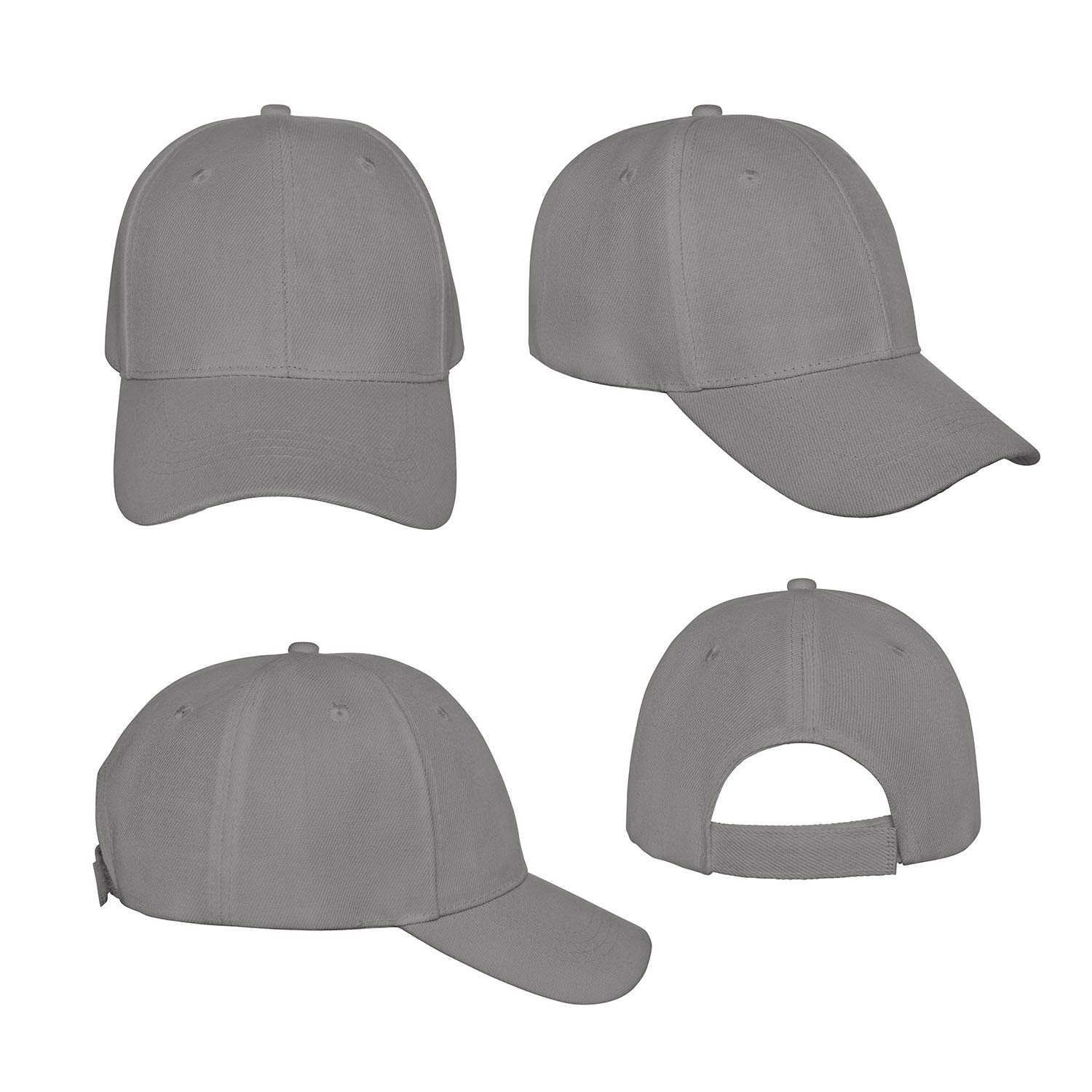 3 Pack Plain Baseball Caps - Adjustable Back Strap for Men & Women - Casual, Sporty, Outdoor Activities, Hiking, Running, Golf