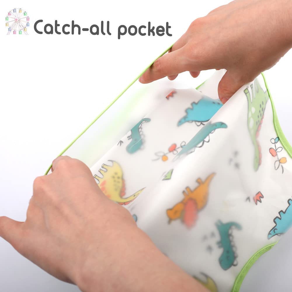Waterproof Baby Bibs for Toddlers 6-36 Months - Soft Washable Feeding Bib with Pocket for Boys & Girls - Perfect for Mealtime, Daycare, and Travel