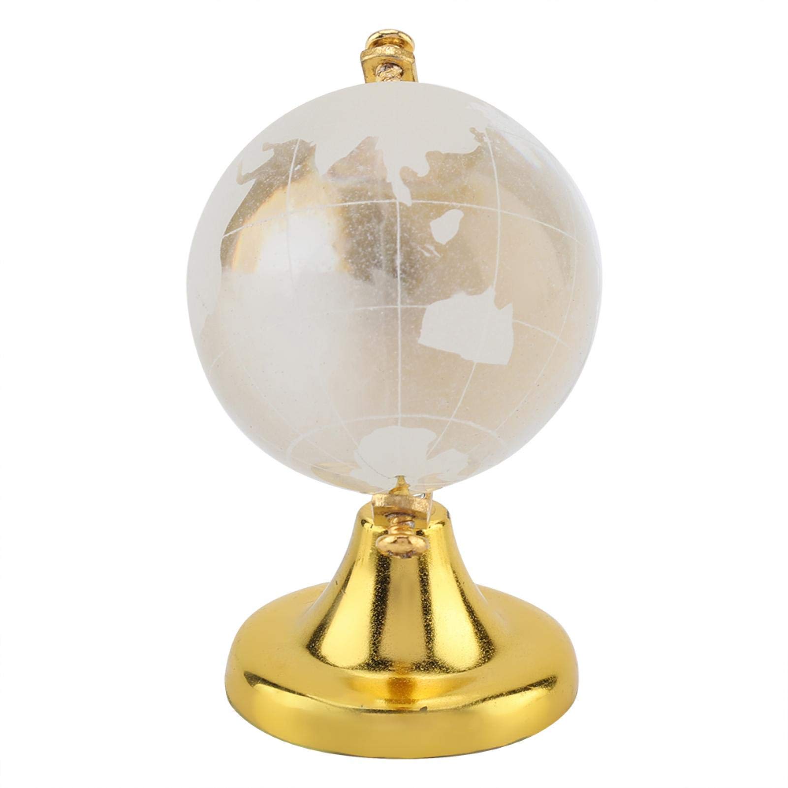 3D Crystal World Globe Ball - Mini Glass Desk Sphere with Clear World Map, Home & Office Decoration, Creative Birthday/Wedding/Memorial Gift, Gold Desktop Ornament - Perfect for Gifting, Travel Enthusiasts & Geography Lovers