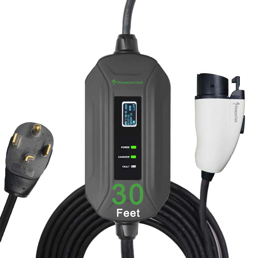 PRIMECOM Level 2 EV Charger 16A 240V - Portable Smart Car Charger for Home & Travel