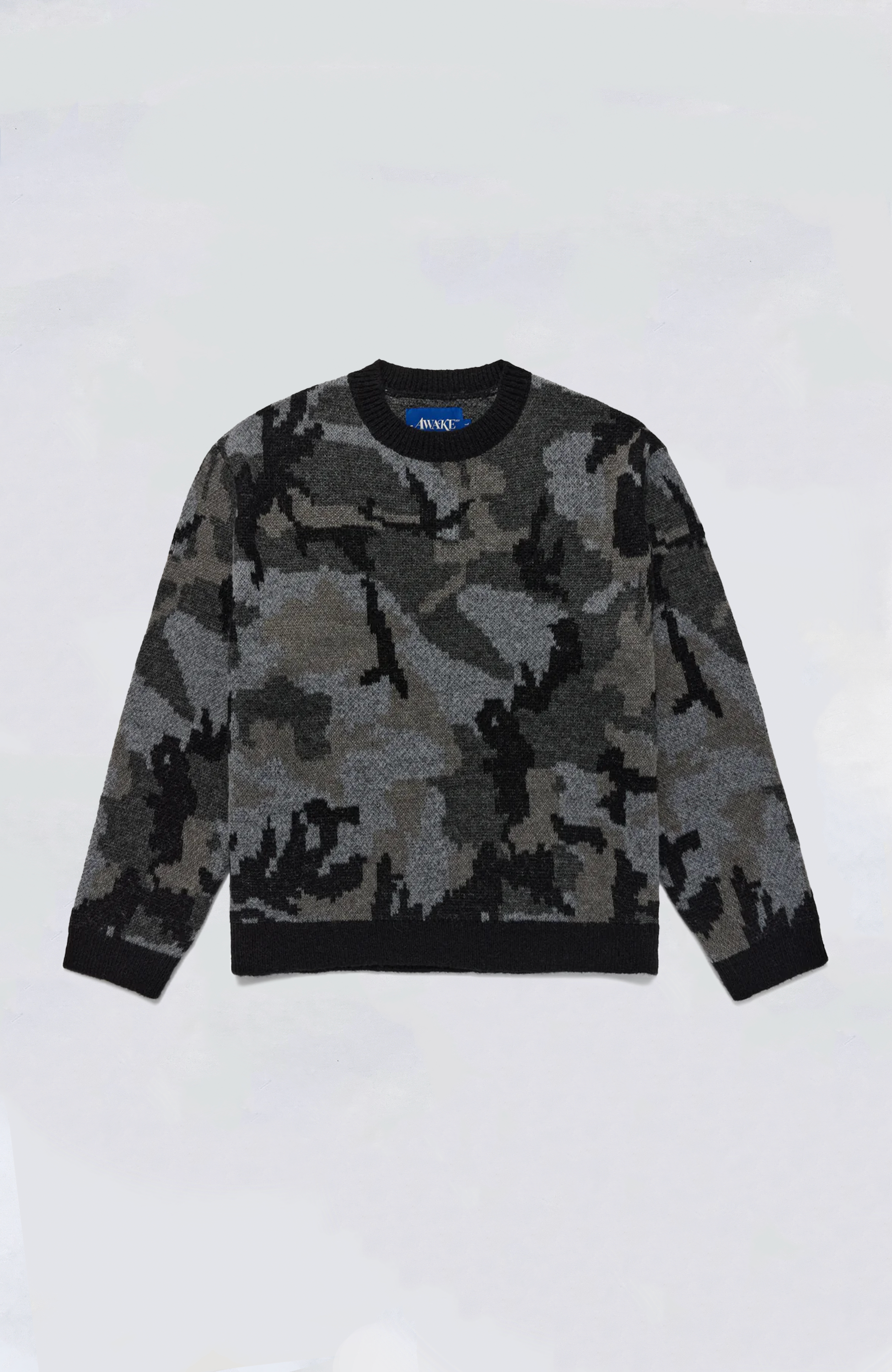 Awake NY Camo Knit Crewneck Sweater for Men | Warm Winter Pullover | Streetwear Fashion for Urban Outfits & Casual Wear