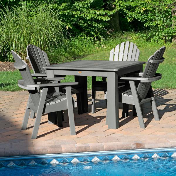 Hamilton Adirondack 5-Piece Square Outdoor Dining Set - Patio Furniture for Backyard, Garden, Deck & Poolside Dining