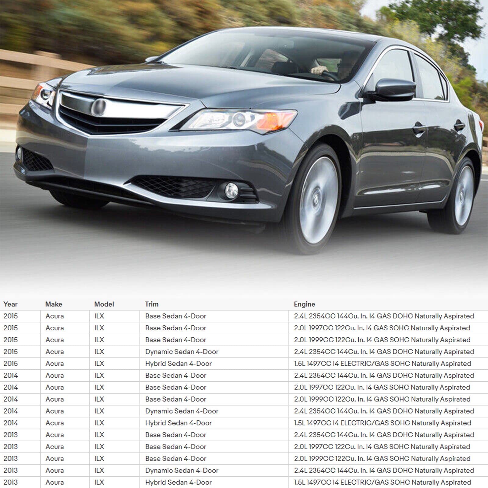 2013-2015 Acura ILX Front Bumper Cover Grille Replacement Kit - Chrome Guard Grid Air Intake | Durable ABS Plastic | Easy Installation | Perfect for Car Restoration & Customization