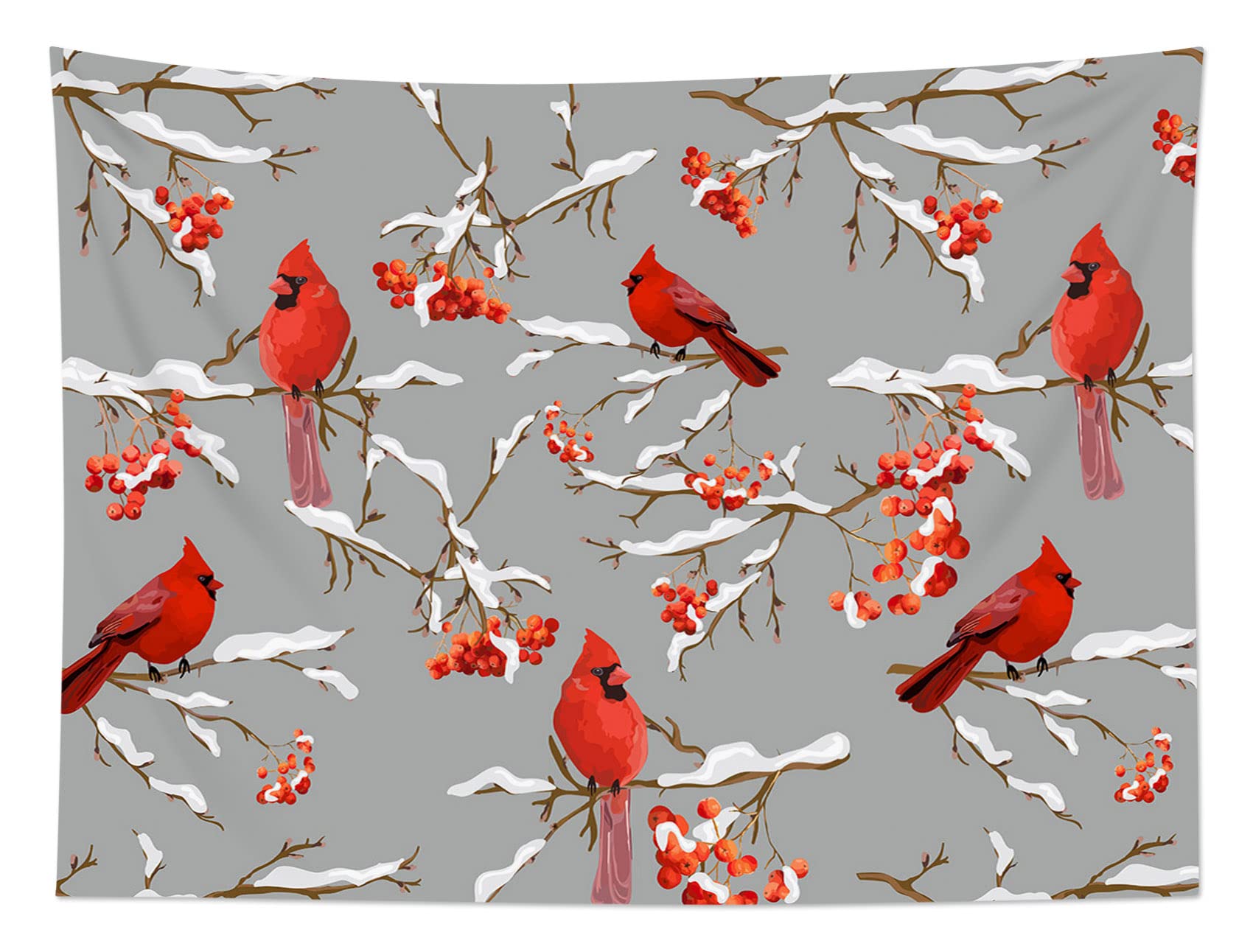 Winter Cardinal Tapestry - Pine Branch Wall Hanging for Christmas Decor (60x40 Inches) - Perfect for Bedroom, Living Room & Dorm