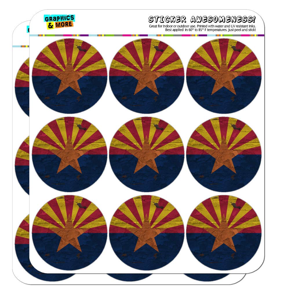 Vintage Rustic Arizona State Flag Distressed USA Stickers - Perfect for Planners, Calendars, Scrapbooking, Journals & DIY Craft Projects | American Southwest Decor