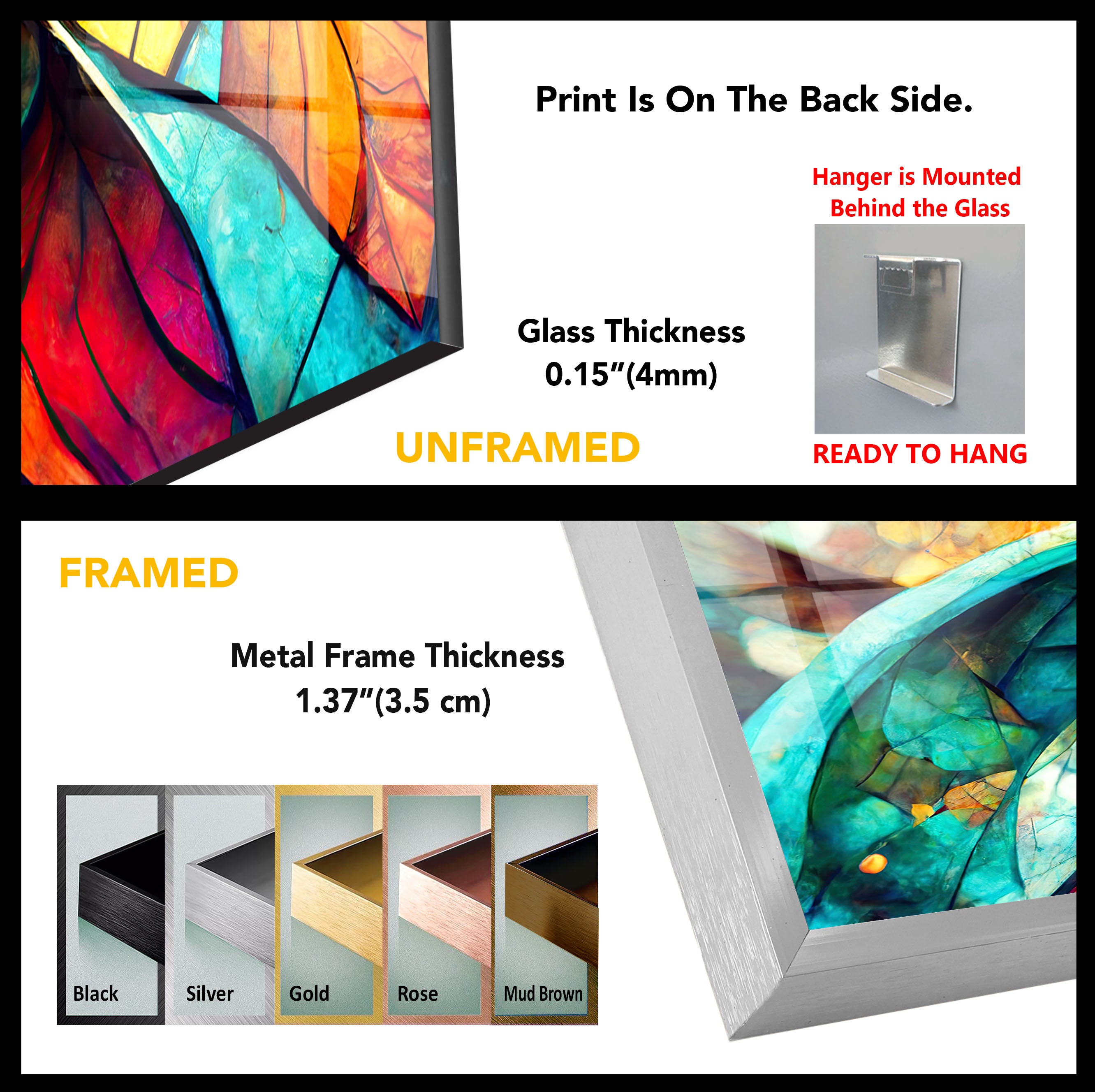 Abstract Stained Glass Leaf Wall Art - Vibrant Nature-Inspired Panel for Modern Home Decor | Perfect for Living Room, Bedroom & Office Decoration