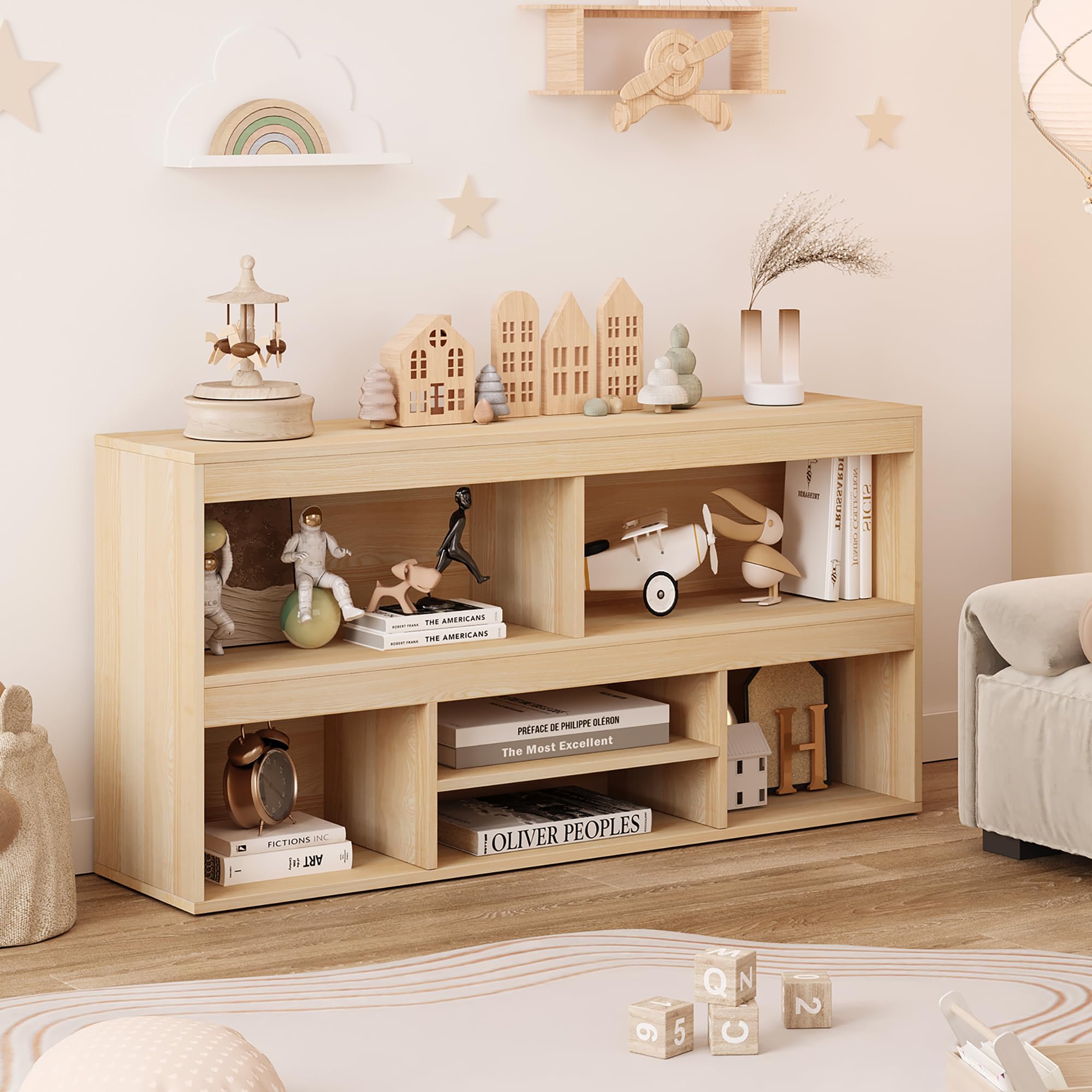 IDEALHOUSE 6-Cube Wooden Toy Storage Organizer & Kids Bookshelf - Multifunctional Storage Cabinet for Toys, Books & Decor | Perfect for Playroom, Classroom, Nursery & Kids Bedroom Organization