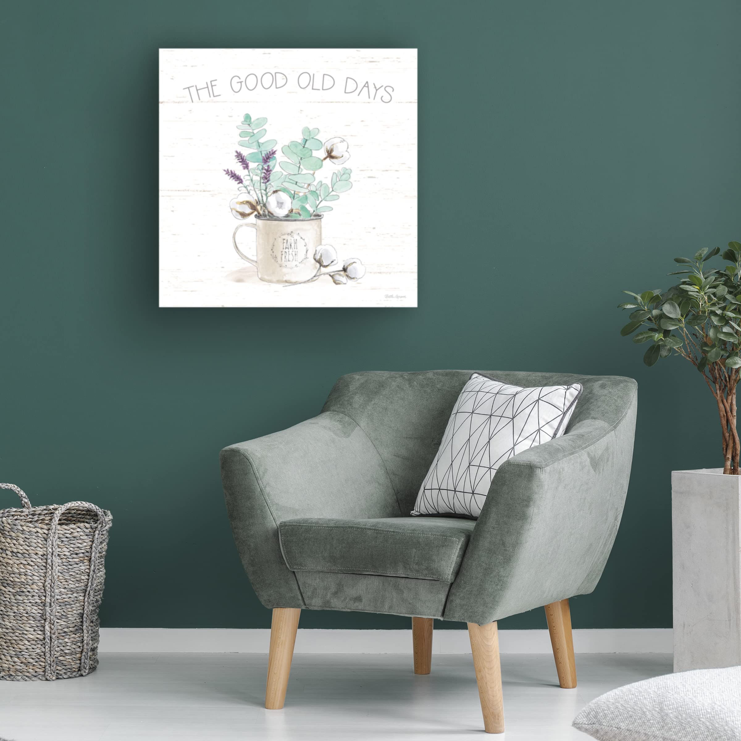 Beth Grove 'Farmhouse Cotton III' Canvas Wall Art - Handmade Cotton Textured Painting for Living Room, Bedroom & Office Decor