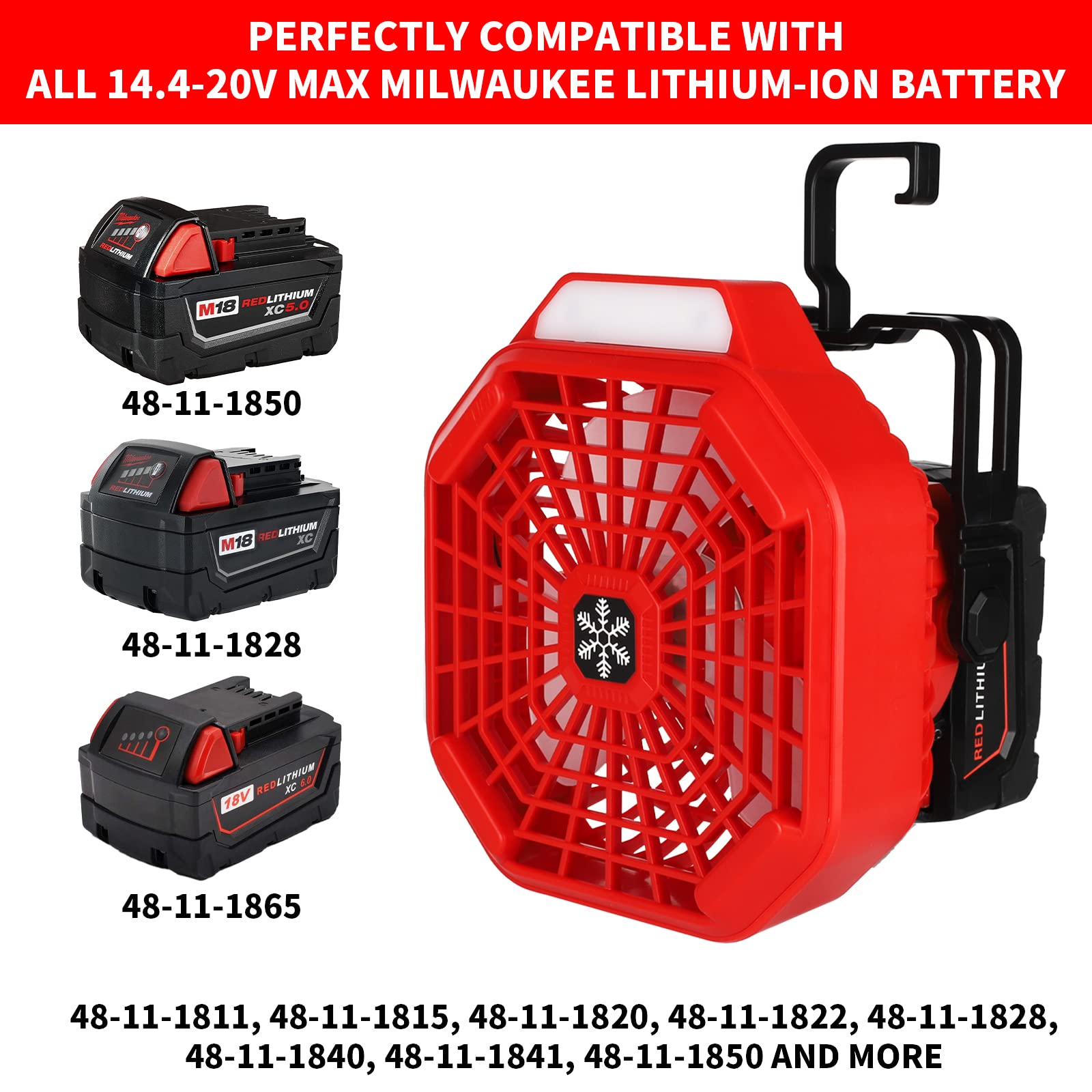Milwaukee M18 Battery Portable Fan with Remote - 3 Speed Camping Fan with Dimmable LED Light, Energy Efficient for Outdoor, Job Site & Home Use (Tool Only)
