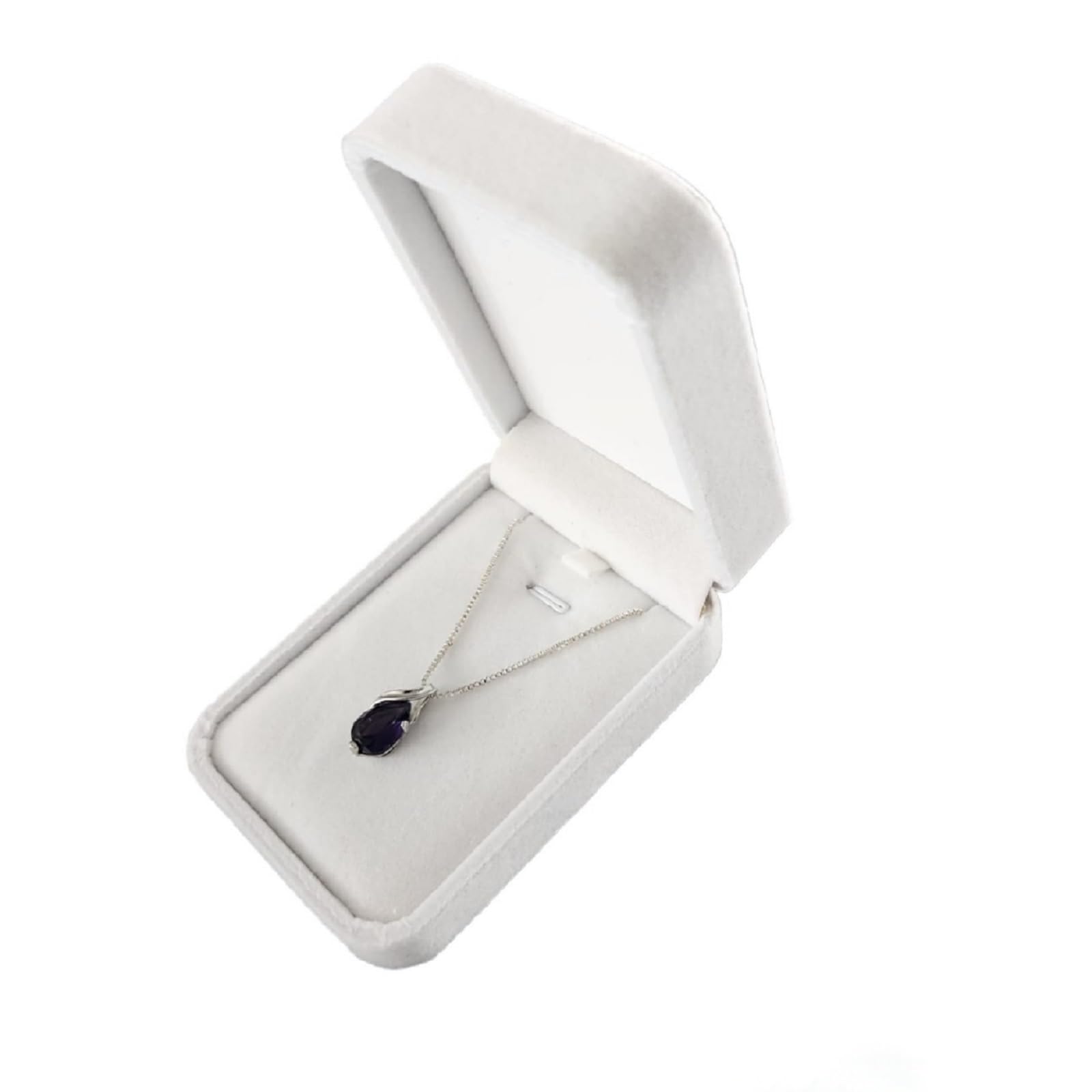 Velvet Jewelry Storage Box - Elegant Pendant Gift Box & Necklace Display Case for Wedding, Proposal, Anniversary, Birthday, Valentine's Day - Perfect Romantic Gift for Her (White) - Jewelry Organization & Special Occasion Gift Giving