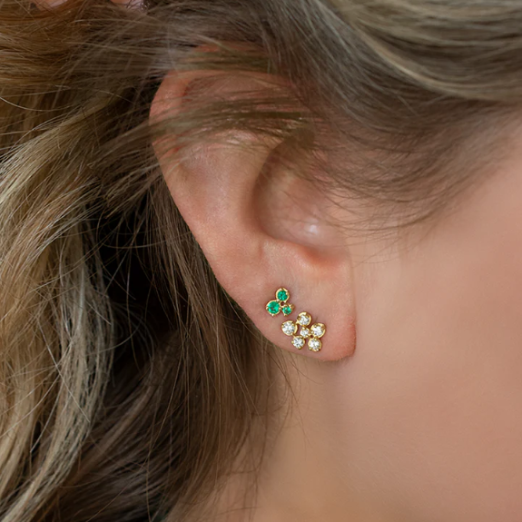 Emerald Cluster Trio Stud Earrings for Women - Dainty Green Gemstone Jewelry - Perfect for Everyday Wear, Parties & Gifts
