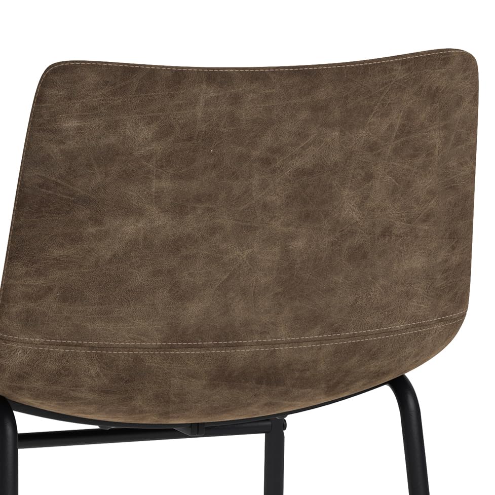 SIMPLIHOME Warner Mid Century Modern Dining Chairs (Set of 2) - Distressed Brown Vegan Faux Leather - Stylish & Comfortable for Dining Room, Kitchen, Breakfast Nook & Home Office