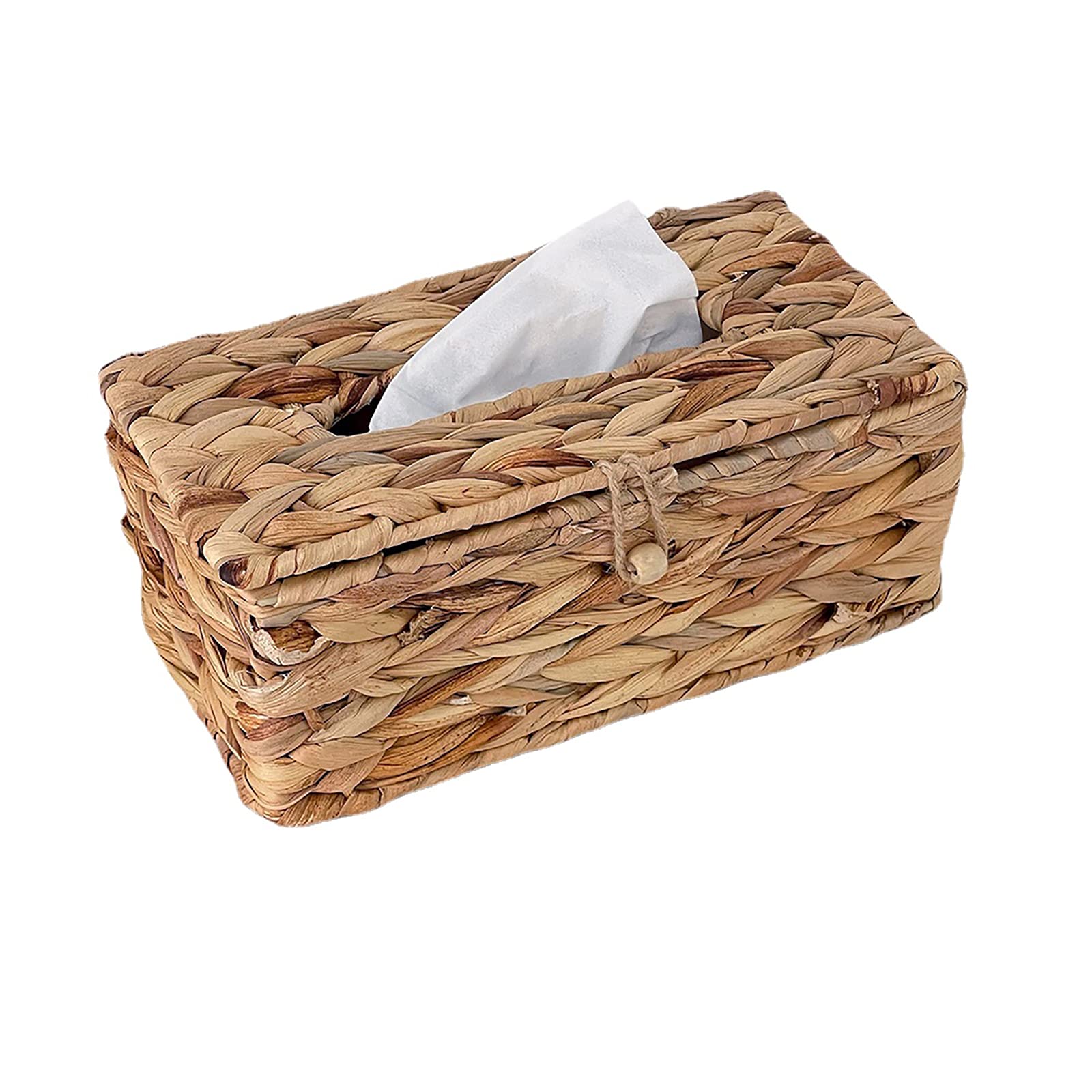 MIDOSHARK Water Hyacinth Woven Tissue Box Cover - Eco-Friendly Rectangle Tissue Box Holder for Living Room, Bathroom & Car | Stylish Home Decor & Organization Solution
