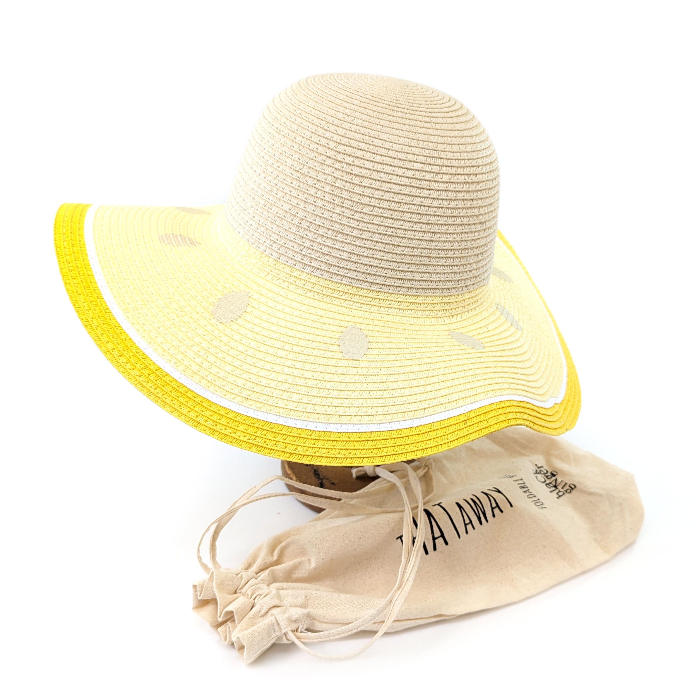 Foldable Wide Brim Sun Hat for Women - 57cm UV Protection Summer Beach Hat in Lemon Yellow | Perfect for Outdoor Activities, Travel, and Vacations